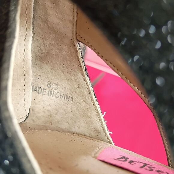 Betsey Johnson Women's SZ 8 Judeth Black Glitter Zip-Up Heeled Sandal - Picture 8 of 10